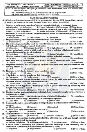 First page of CSS Past Paper Anthropology 2024