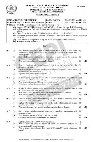 First page of CSS Past Papers Chemistry 2019