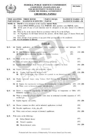First page of CSS Past Papers Chemistry 2021