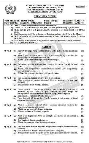 First page of CSS Past Papers Chemistry Paper-I 2017