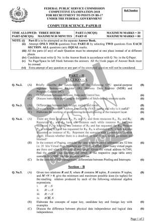 First page of CSS Past Papers Computer Science Paper-II 2018