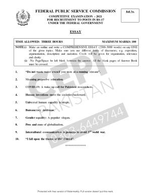 First page of CSS Past Papers English Essay 2021