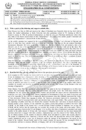 First page of CSS Past Papers English Precis & Composition 2021