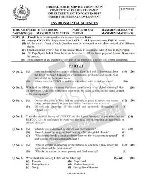 First page of CSS Past Papers Environmental Sciences  2017