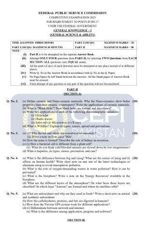 First page of CSS Past Papers General Science and Ability 2023