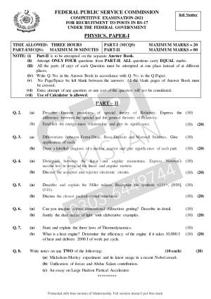 First page of CSS Past Papers Physics 2021