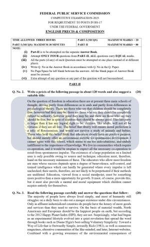 First page of CSS Past Papers Precis & Composition 2023