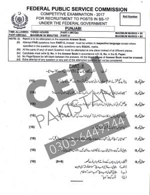 First page of CSS Past Papers Punjabi 2017
