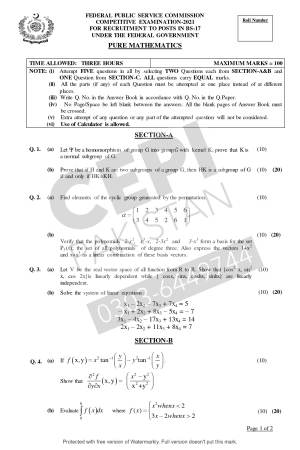 First page of CSS Past Papers Pure Mathematics 2021