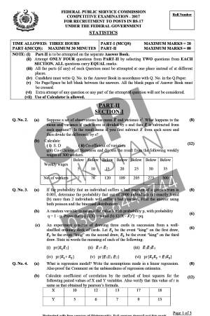 First page of CSS Past Papers Statistics 2017