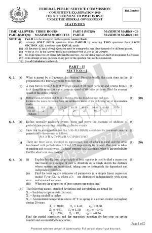 First page of CSS Past Papers Statistics 2019