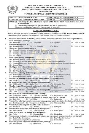 First page of Special CSS Past Paper Town Planning & Urban Management 2023